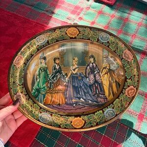 Vintage Oval Decorative Plate with Victorian Ladies
